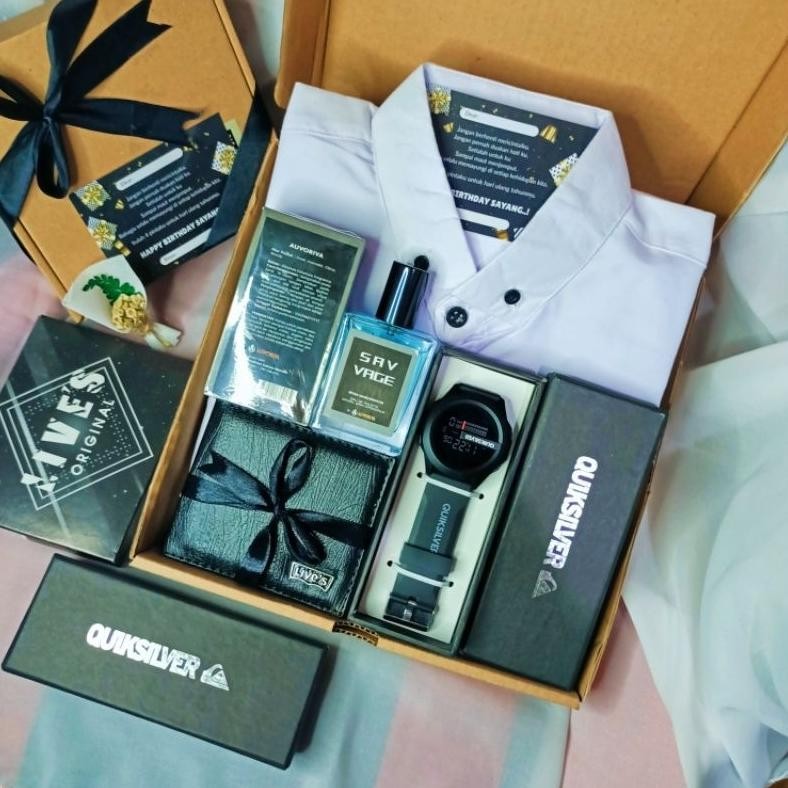 Paket hadiah ulang tahun Kemeja putih jam tangan Tahan air Gif bok Kado anniversary Hadiah wisuda Di