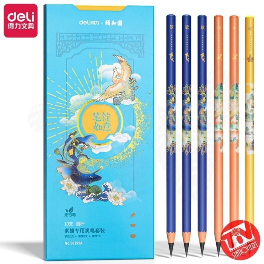 

Pensil Sketsa Arang Deli Charcoal Drawing Pencil Set 10 DiM