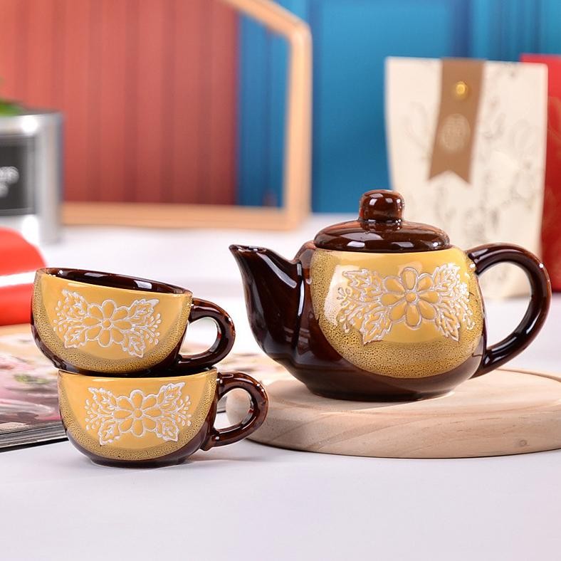 KLJ Cangkir Teko Pot Set Keramik Mewah Hampers Gelas Kopi Unik Aesthetic SAKURA Teko Teh China /  Ha