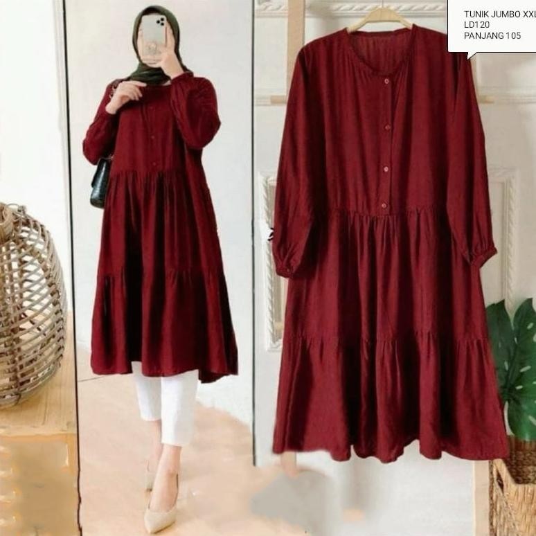 WIZA TUNIK/TUNIK JUMBO/LD102&120/TUNIK KERUT KELILING/TUNIK SUSUN/TUNIK WANITA/TUNIK MUSLIM/MIDI DRE