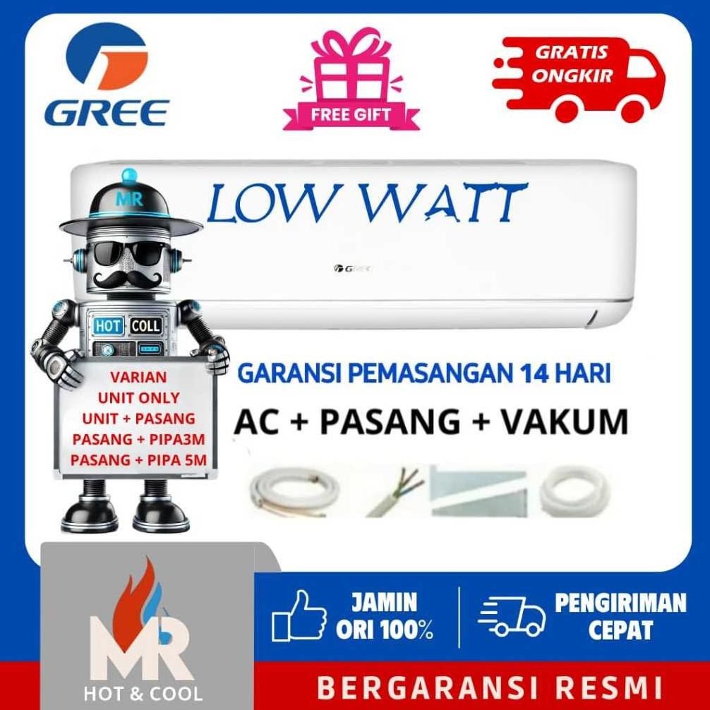 NEW AC GREE DELUXE LOW WATT 1 PK GWC 09C3ES / GWC09C3ES [terbaik][terlaris]