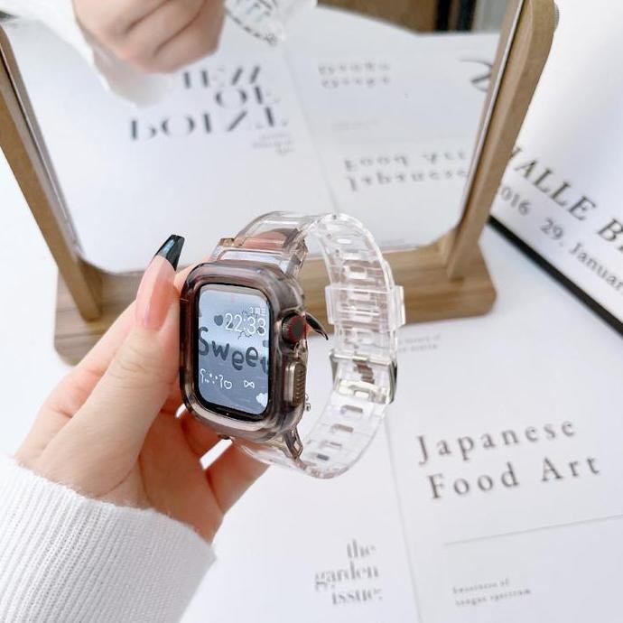 NEW SALE PROMO Tali Jam Tangan TPU Transparent Strap For Apple Watch SE 44mm 40mm 38mm 45mm 41mm 42m