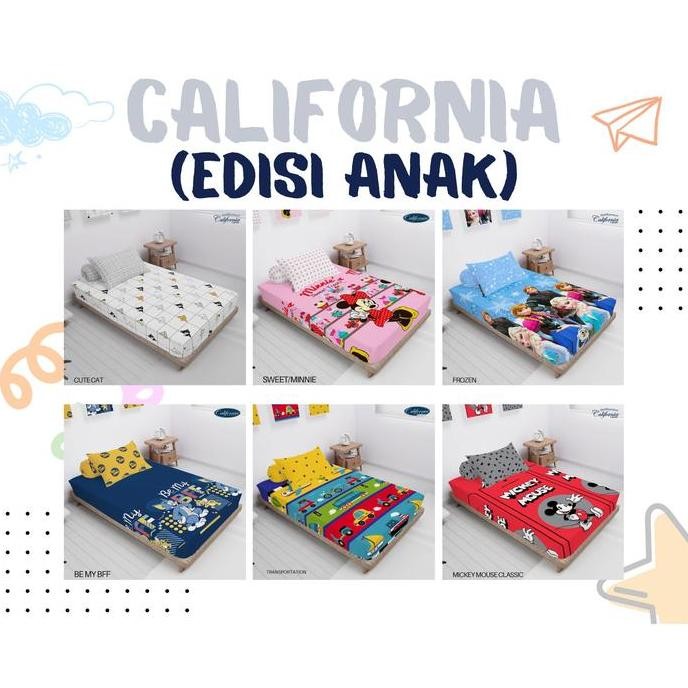 California - Sprei FITTED Single 90 (90x200) Anak Terlaris pilihan