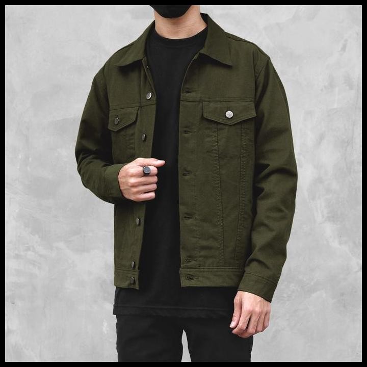 Terlaris Arthur Suede Trucker Jacket Green Army Best Seller