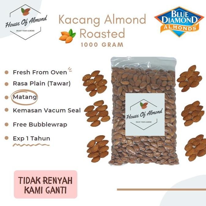 

Kacang Almond Panggang /Roasted Blue Diamond 1Kg/1000Gram Kualitas Terbaik Harga Termurah