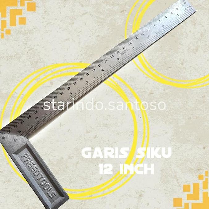 

\"\"\"\] Penggaris SIKU TUKANG grafir jumbo 12 inci 30cm garis sudut stainless