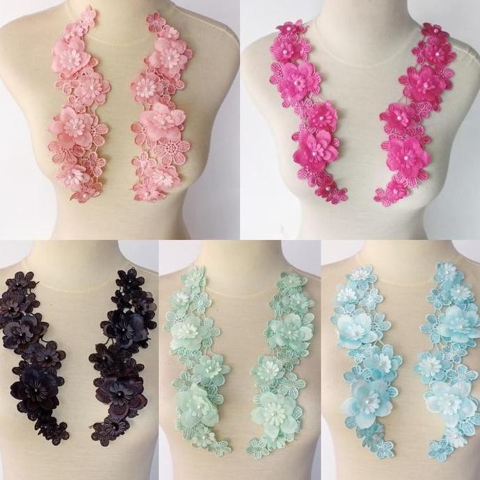 

=====] sepasang bordir bunga 3d, aplikasi bordir