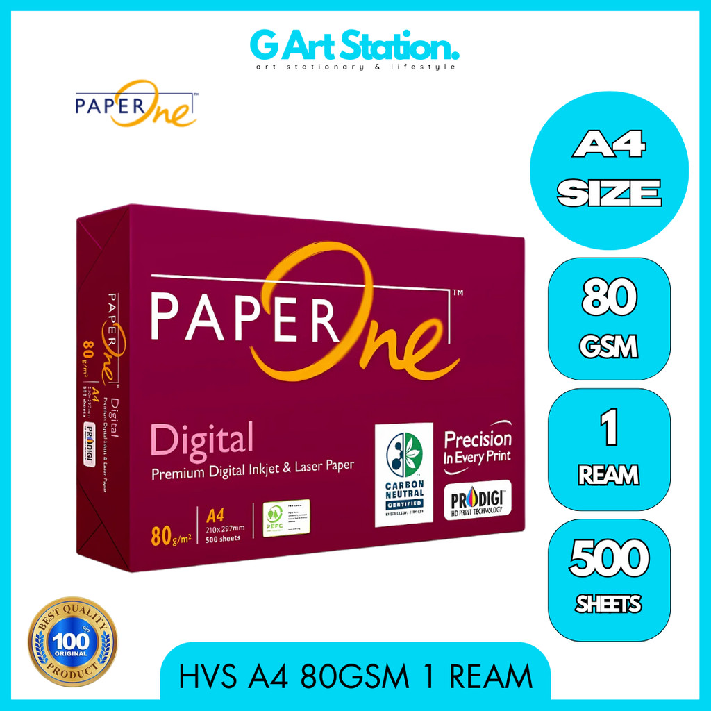 

PAPERONE Kertas HVS A4 80gsm Digital 1 Rim / 500 Lembar Kertas HVS A4 Kertas Fotocopy