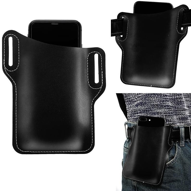 Premium 4/5/6 Inci Sarung Hp Pinggang Dompet Tas Hp Pinggang Bahan Kulit Untuk Iphone Samsung Xiaomi
