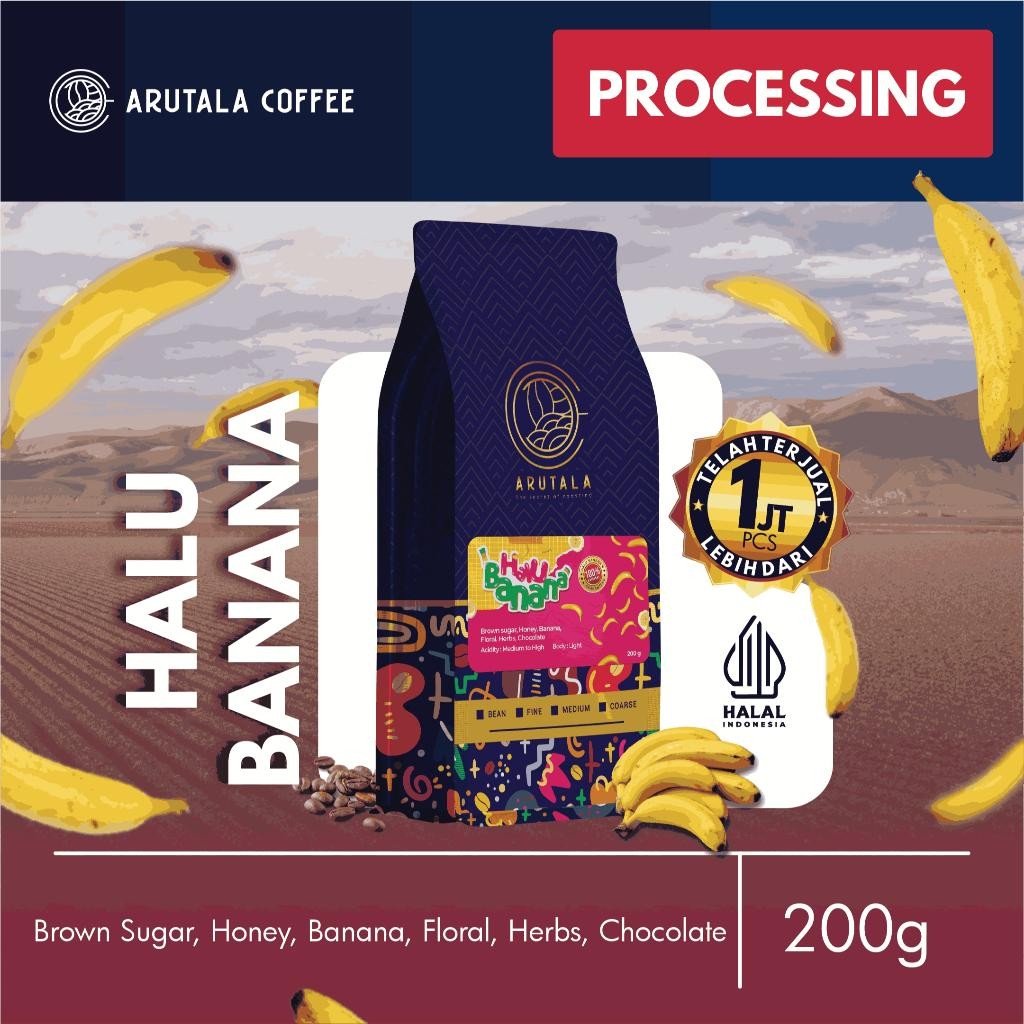 

Arutala Kopi Halu Banana Honey Process 200 Gram Termurah Best Quality 100% Original