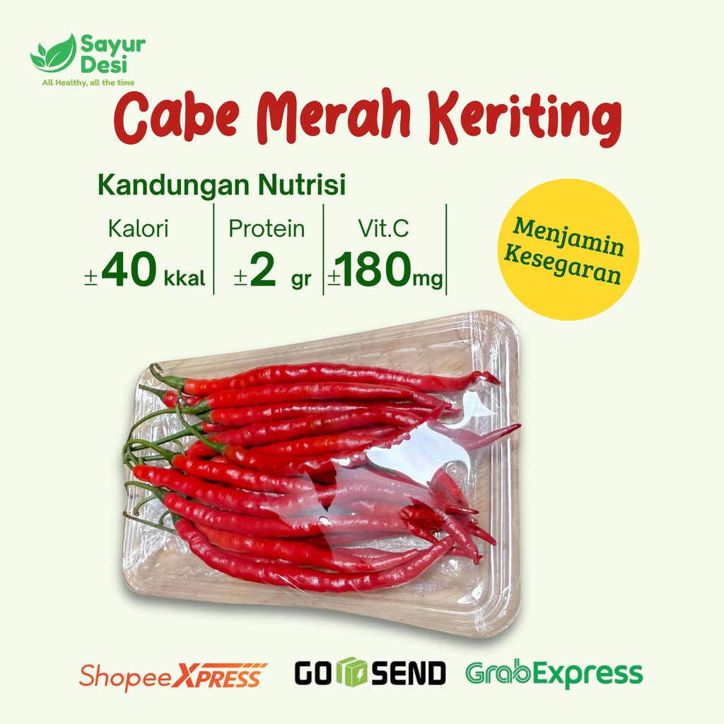 

Cabe Keriting Merah 100 Gram Sayur Desi