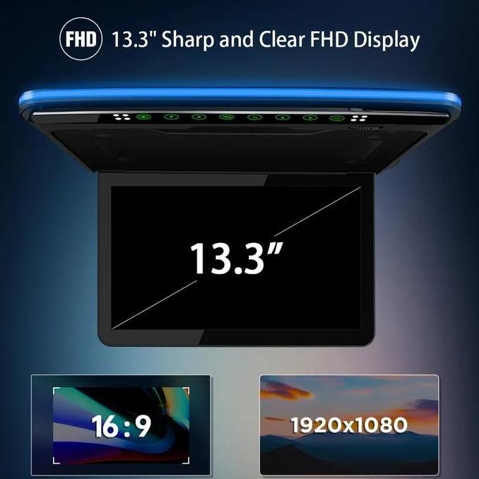 ready  Tv plafon / Roof 13.3" IPS SCREEN FULL HD 1080P. USB, MMC, HDMI