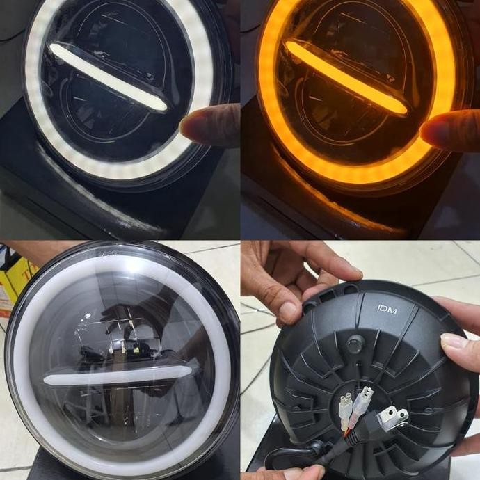 DAYMAKER 7 INCH FULL RING FULLRING 100W ORIGINAL IMPORT DUS HITAM POLOS BISA UNTUK NINJA TIGER MEGAP