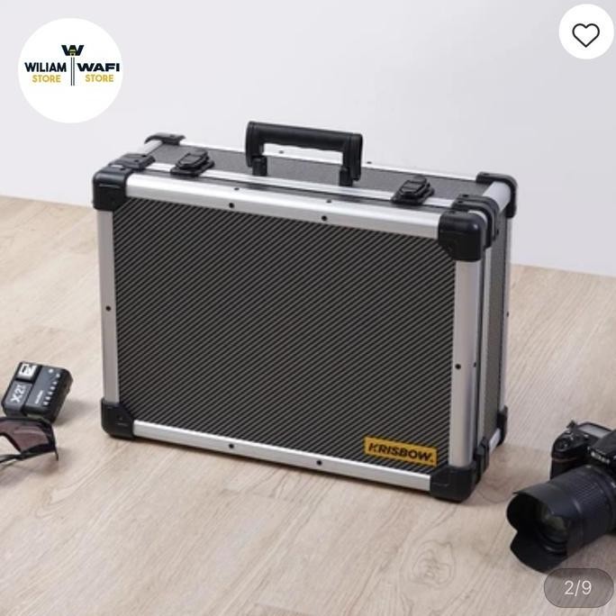 Krisbow Kotak Penyimpanan Perkakas Portabel Metal Grey Tool Box Storag