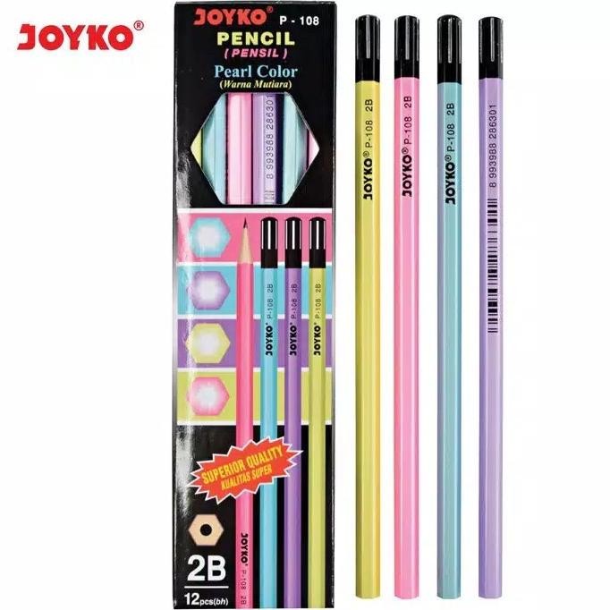 

Berkualitas 12Pcs Pensil 2B Joyko P108 Pearl Color P-108 P 108 Komputer Ujian Anak Sekolah Berkualitas