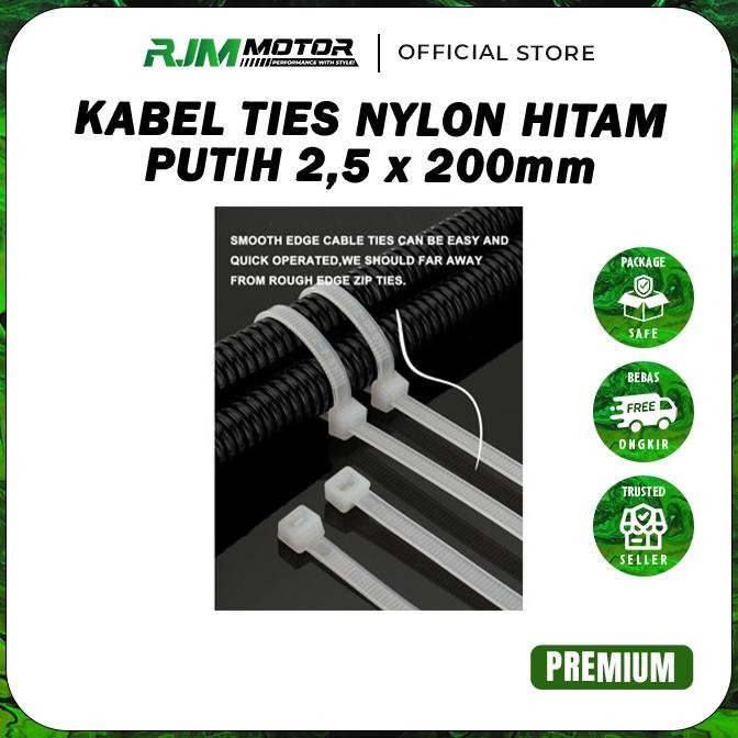 

Premium Kabel Ties Nylon Hitam Dan Putih 2,5 X 200 Mm Pengikat Plastik , Kabel Serbaguna Rungkut Jaya Makmur Prermium