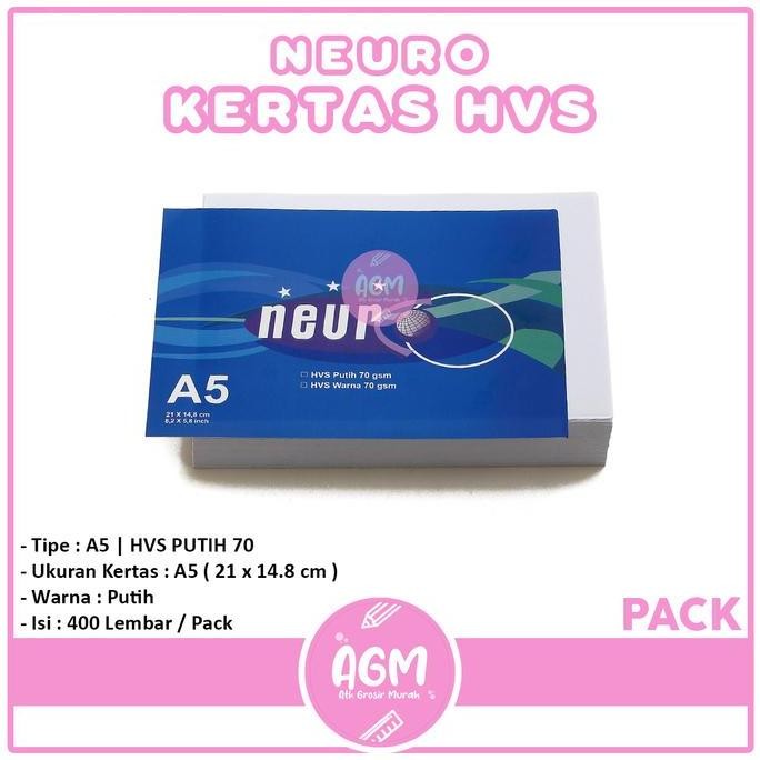 

Kertas A5 Hvs Putih 70Gr Neuro ( A4 / 2 ) Perpack
