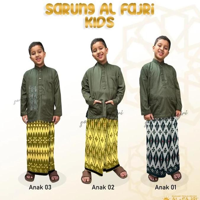 SARUNG Tenun ANAK GOYOR PREMIUM Corak Motif Muslim Nyaman Batik Songket Hitam Kain BAT