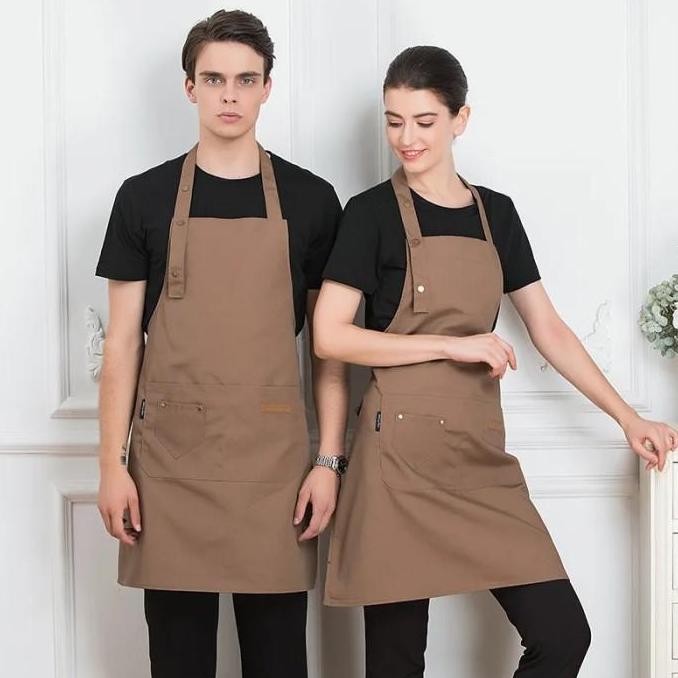

Terlaris Apron Barista Unisex Bahan Canvas Tahan Air Celemek Dapur Tukang Masak