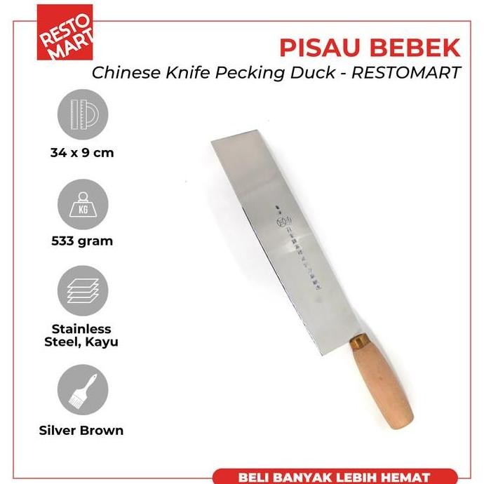 

Terlaris Pisau Bebek / Pisau Golok / Chinese Knife Pecking Duck Restomart Stainless Steel (1511629) (F2)