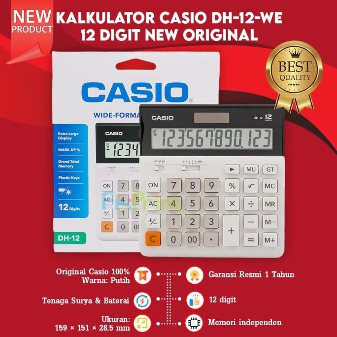 

New Product - Calculator Casio Dh-12 Bk White 12 Digits Kalkulator Dekstop Original Kiarastoreku