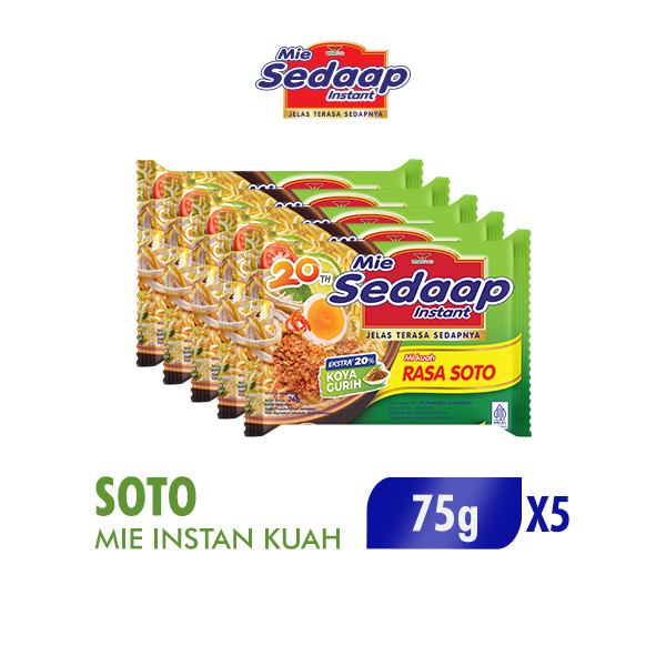 

Sedaap Mie Instan Soto Bag 75 gr x5