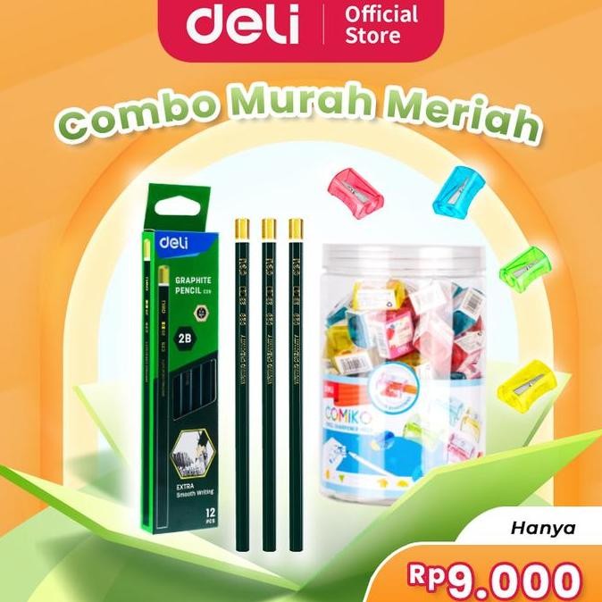 

Deli Bundle Pensil Kayu 2B Isi 12 X Rautan Lucu Warna Warni / Graphite Pencil And Sharpener Ec29+Eh032 Co