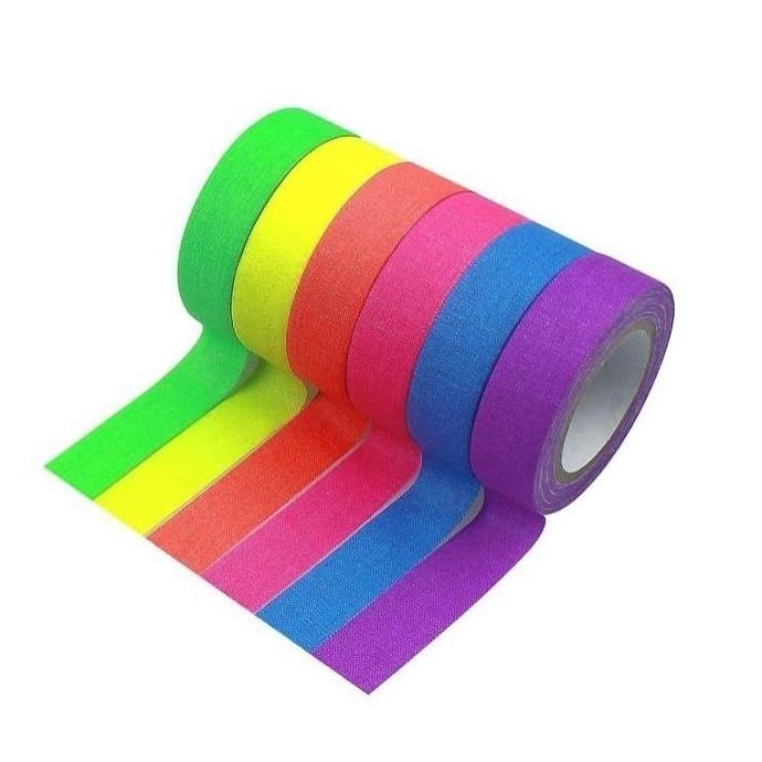 

New Product - Uv Fluorescent Gaffa Cloth Spike Tape Set Of 6Color - 6Lakban 12Mmx15M Kiarastoreku