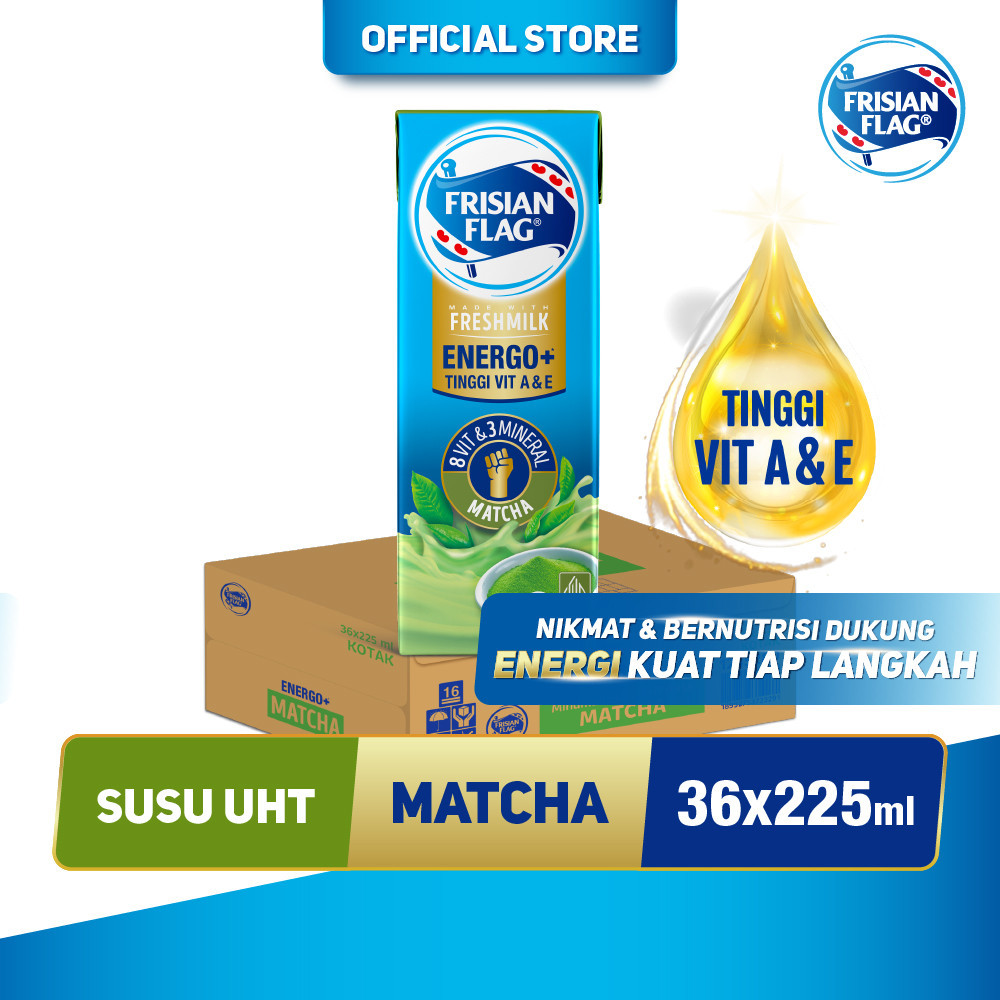 

Frisian Flag ENERGO+ Susu UHT Matcha 225ml [36 Pcs]