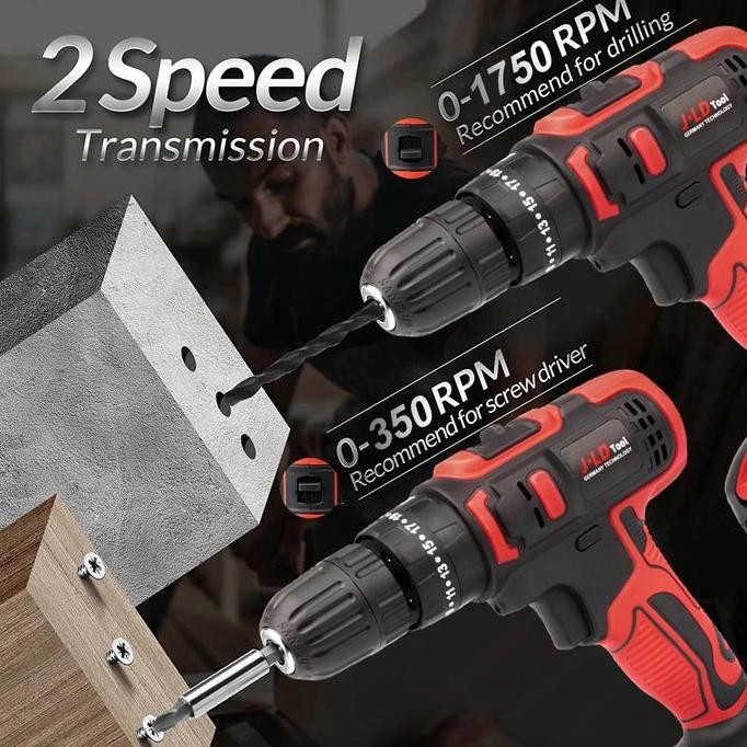 JLD 36V Mesin bor baterai 36-2 bor Impact listrik bor cordless bor cas