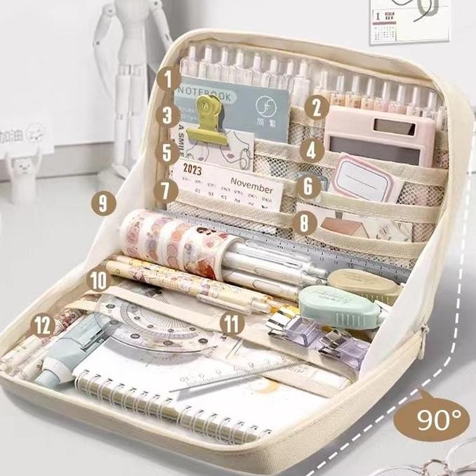 

Kawaii Large Capacity Pencil Cases Simple Multi Layer Pencil Box Pouch Makeup Brush Storage Bag School Stationery Supplies Black Tempat Pensil Co