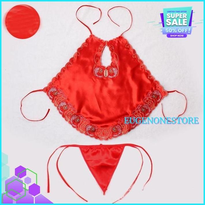 LINGERIE SEXY TALI SET G STRING SAMPING HALTER UNDERWEAR MOTIF BORDIR A TERMURAH