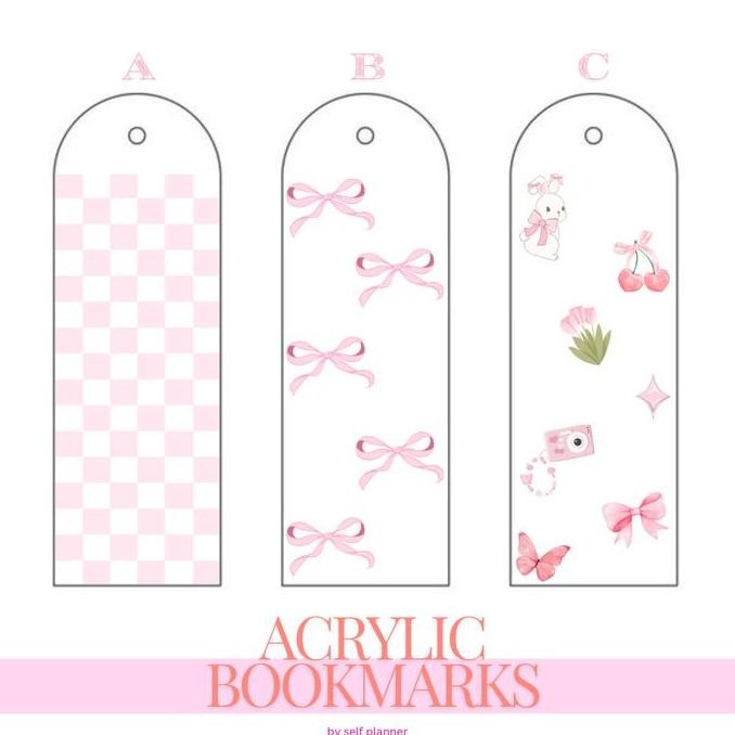 

Acrylic Bookmark With Charm / Pembatas Buku / Notebook / Novel Aesthetic Co