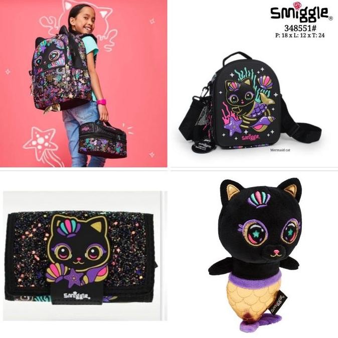 Smiggle Backpack, Lunch Bag, Wallet Hey Black Cat/Kado Tas Co