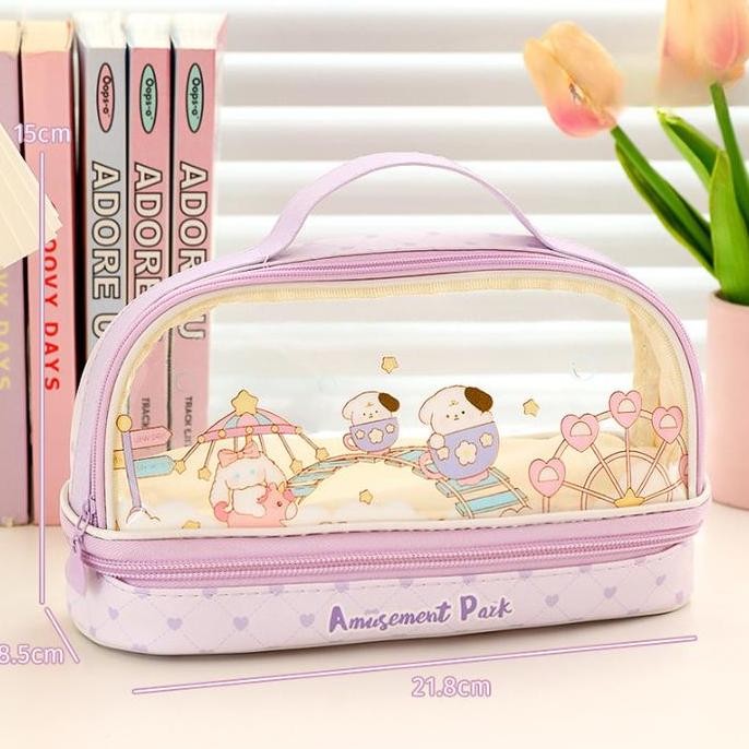 

Kinokimi - Kotak Pensil Besar Double Layer Large Capacity Kotak Pensil Cartoon Portable Pencil Box School Student Supplies Stationary Organizer Co
