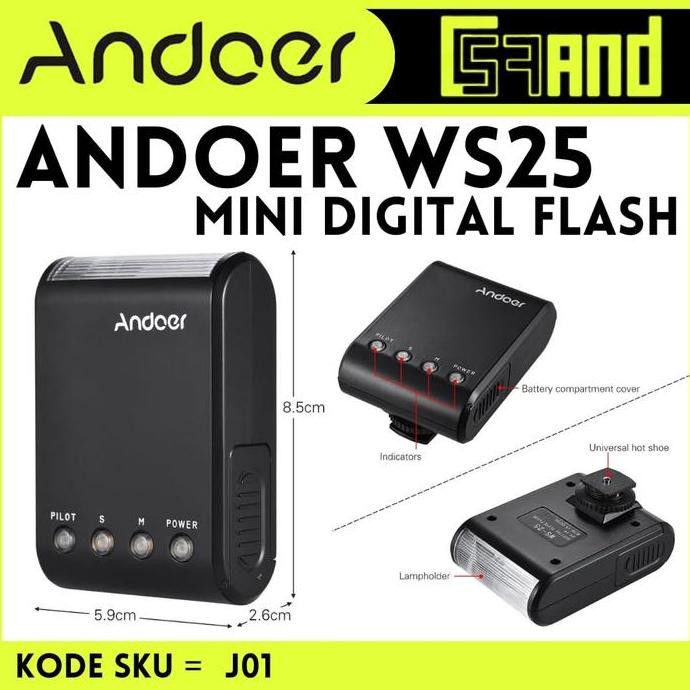 NEW Andoer WS25 Lampu Flash Kamera Digital Camera Video Light Smartphone