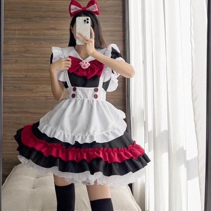 ''Terlaris" Cc-103 Maid Lolita Neko Cat Cosplay Costume Kostum Pelayan Anime Murah