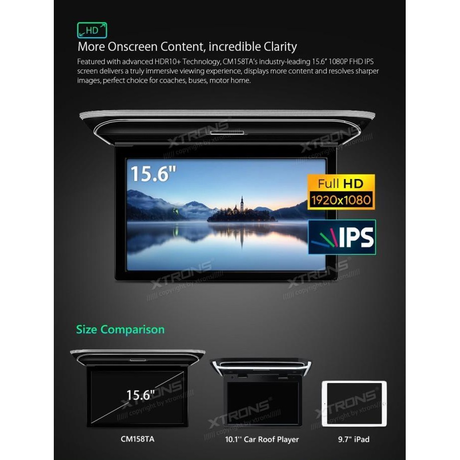 Tv plafon / Roof 15.6" IPS SCREEN FULL HD 1080P. USB, MMC, HDMI