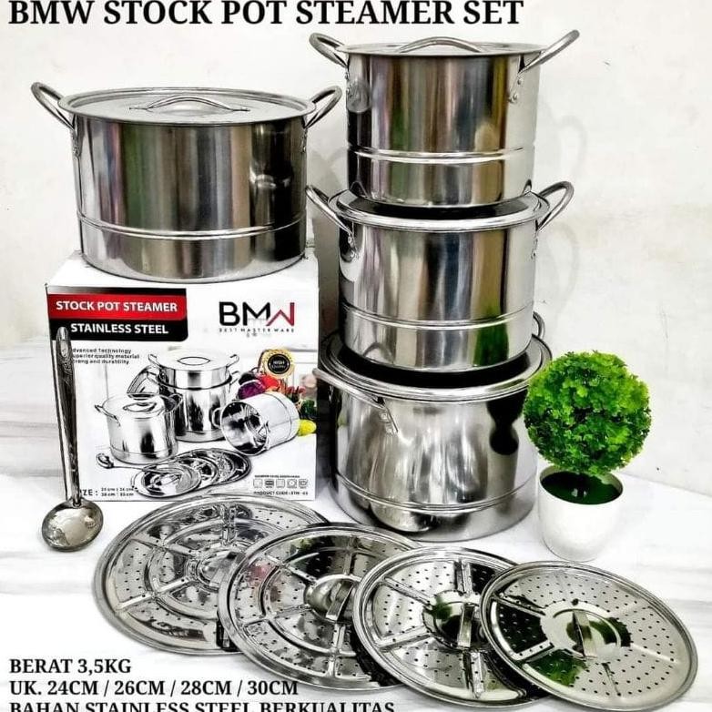 Stock Pot Steamer Set BMW - Stock Pot Stainless - Panci Kukus Serbagun