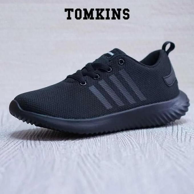 Sepatu TOMKINS Schoool Swarm Sneakers Sekolah Hitam Polos Promo COD