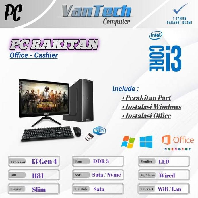 Komputer Pc Rakitan Intel Core I3 4130 / 4150 - Pc Slim / Desktop New Stok