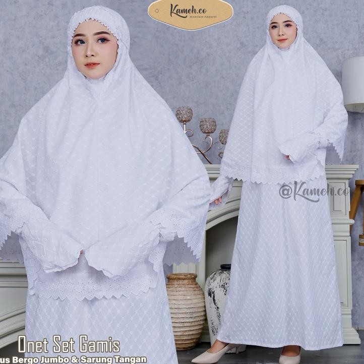 Baju Ihram Wanita Putih Satu Set Lengkap Gamis Umroh Wanita Ks