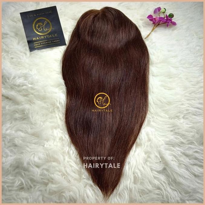 Toupee/topper clip Wanita, Monofilament+jahitan, 100% Human Hair