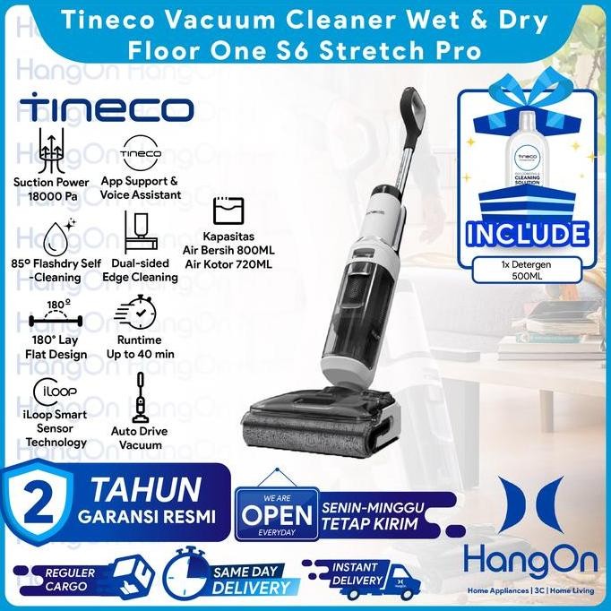 Tineco Floor One S6 Stretch Pro Wet and Dry Cordless Stick Vacuum Cleaner and Floor Washer Vakum Pem