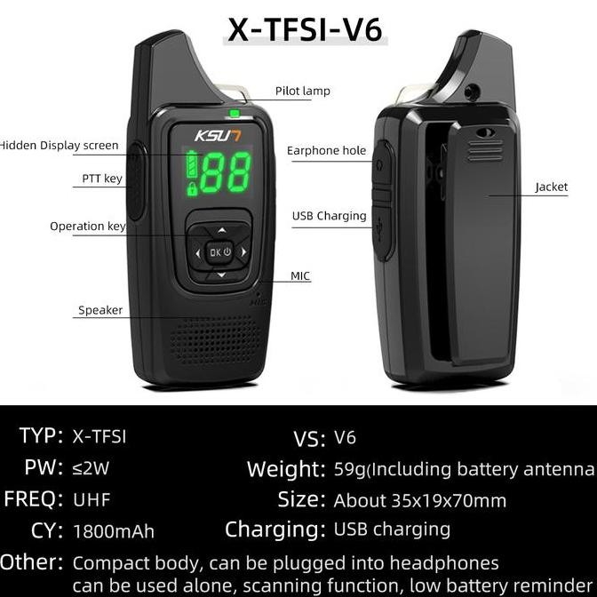 KSUN V6 Mini Walkie Talkie Wireless Device Communication Radio Dua Way murah