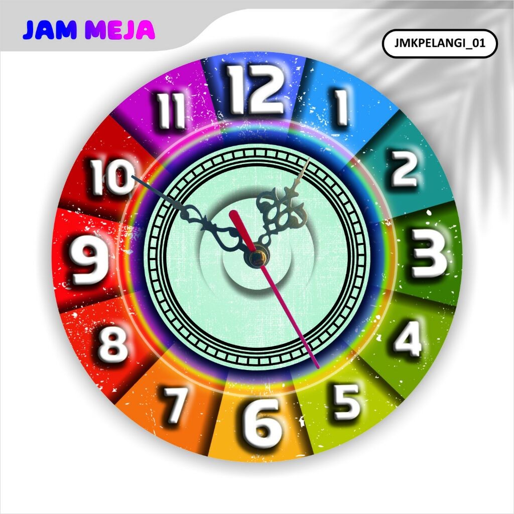 JAM MEJA UNIK PELANGI - BAHAN KAYU MDF