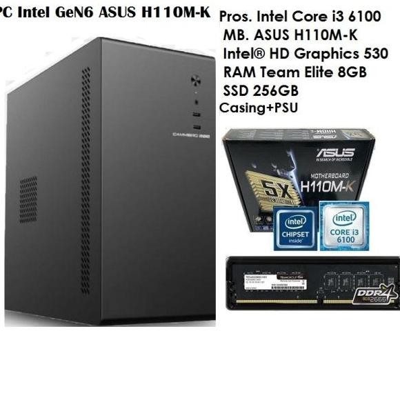 Paket Prosesor Intel Core I3 6100 Gen6 +Mb Msi H110 +Ram Ddr4 8Gb +Ssd New Stok