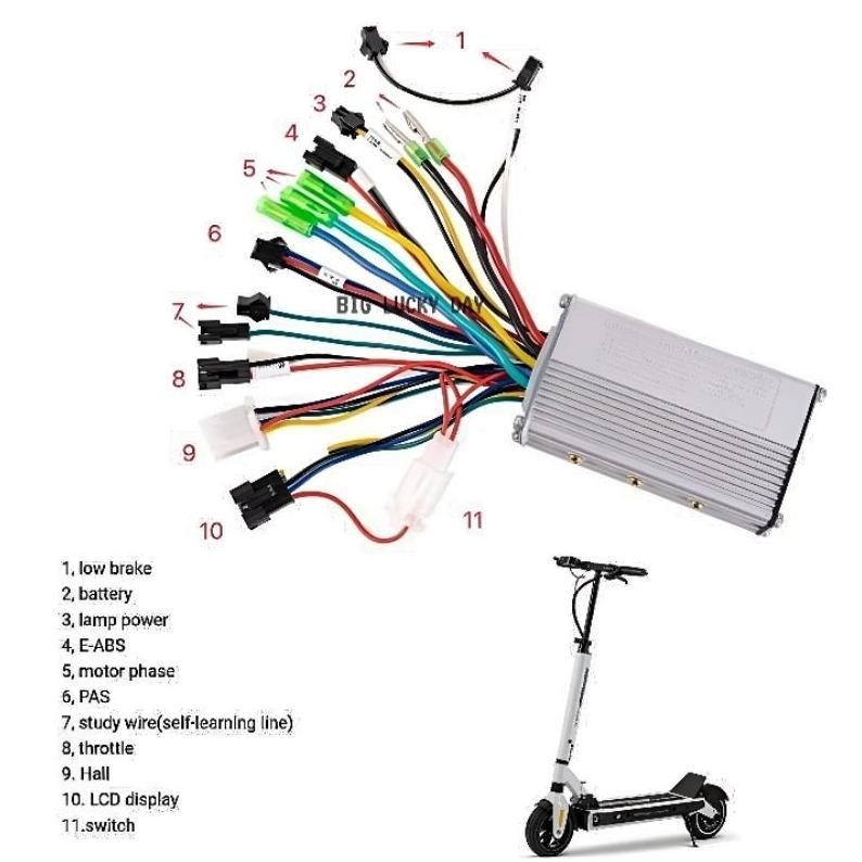Premium 1 Set Controller + Lcd Tf-100 24V/36V/48V 250W-350W Scooter Listrik Sepeda Listrik Kontroler