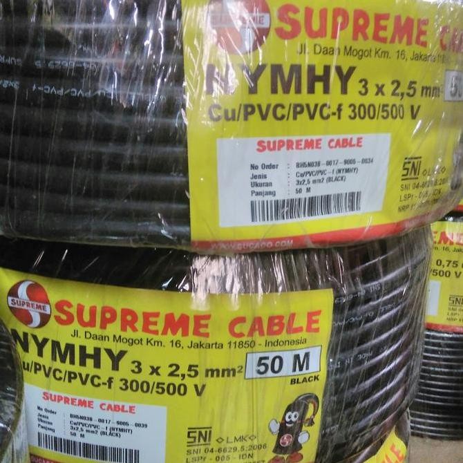 TERBARU - kabel Supreme nymhy 3x2,5mm /kabel nyyhy/nymhy 3x2,5mm Supreme 50m