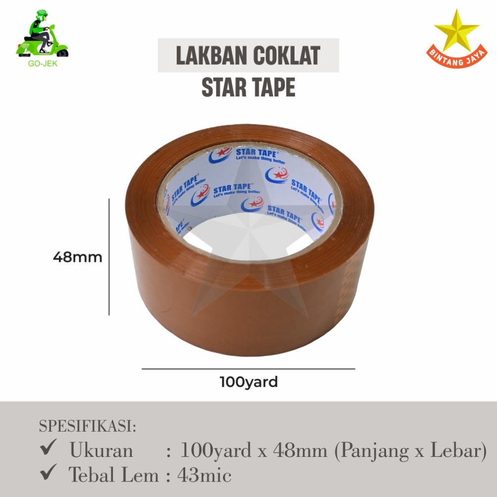 

Ct_C1077 Asli ( 6 Pcs ) 45Mm X 100 Yard Bc Lakban Bening Lakban Coklat Star Tape Murah Um57